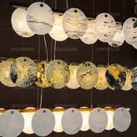 Lustre rectangulaire moderne en marbre, décoration de luxe, luminaire suspendu artistique en pierre naturelle pour un intérieur haut de gamme