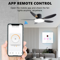 Interrupteur mural tactile intelligent Wi-Fi standard US/EU/UK par Tuya, contrôle du ventilateur et de l'éclairage, fonction de vitesse et de minuterie
