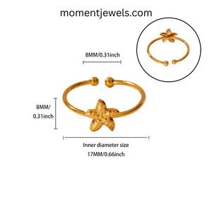 Bague Étoile de Mer en Acier Inoxydable, Étanche, Anti-ternissement, Bijou de Plage Océanique, Réglable, Cadeau d'Été pour Femme - Product Image 4