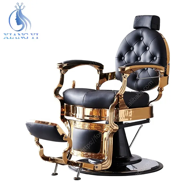 Pompa hidrolik berbaring pria, peralatan Salon kecantikan kursi pemangkas rambut warna hitam