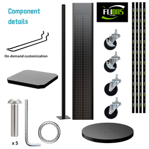 New Arrival có thể tháo rời 4-Sided kim loại tủ lạnh nam châm hiển thị xoay Pegboard đứng Rack với di chuyển bánh xe và móc - Product Image 3