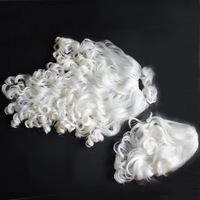 Ensemble de perruques et de barbes de Père Noël blanc mat de haute qualité pour les costumes de fête de Noël, accessoires décoratifs en gros