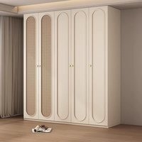 Armoire personnalisée en bois massif blanc style américain clair luxe meubles de chambre à coucher 6 portes rangement rotin design