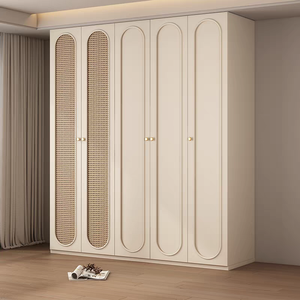 <span class=keywords><strong>Armoire</strong></span> personnalisée en bois massif <span class=keywords><strong>blanc</strong></span> style américain clair luxe meubles de chambre à coucher 6 portes rangement <span class=keywords><strong>rotin</strong></span> design - Product Image 2