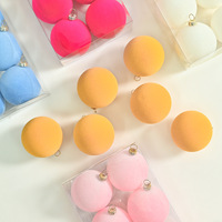 Ornements de Noël suspendus en plastique floqué, en forme de cercle, couleur pastel, rose, bleu, jaune, vert, pour la décoration de la maison et des arbres de fête
