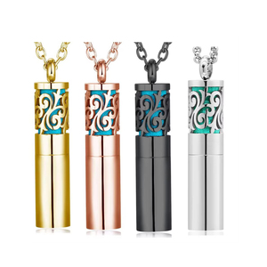 Collar con Colgante de Aromaterapia Moderno para Mujer en Acero Inoxidable |   Difusor de Perfume Recargable con Colgante de Filigrana Hueca para Aceites Esenciales - Product Image 1