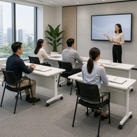 Table de formation mobile avec roulettes, bureau pliable pour réunions, idéal pour les salles de classe, les salles de conférence