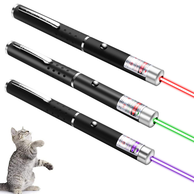Cat Teaser Wand Laser Pointer with Green Red Purple Light Interactive Pet Cat Laser Pointer Toys
