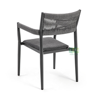 (E3086) vente en gros, chaise de salle à manger empilable en corde noire tissée pour salon de jardin extérieur