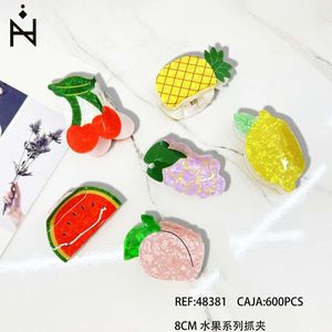 Fermacapelli a forma di artiglio della serie Fruit da 8 cm, accessorio per capelli da donna - Product Image 3