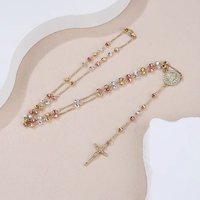 Collier chapelet catholique pour femme avec croix chrétienne plaquée or imitation perle Zircon Style religieux bijoux chrétiens