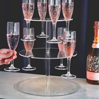 Support à vin en acrylique transparent sur 3 niveaux, présentoir de verres pour 12 tasses, tour de présentation de boissons pour mariage et fête