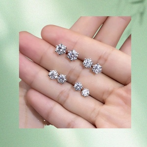 UM Jewelry Hot Classic Design 18K White Gold <b>Stud</b> <b>Earrings</b> 0.3ct Cut Lab Grown Diamond Wedding Birthday Gift - Product Image 2