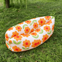 Canapé gonflable portable à imprimé floral moderne - Pas de pompe nécessaire - Canapé paresseux pour le camping en plein air, la plage, le pique-nique, le jardin