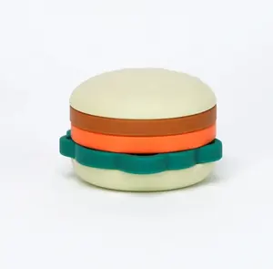 NEW 2024 Custom Silicone Hamburger Stacker, Pretend Hamburger Teether Play Set Toys