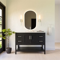 Haut de gamme personnalisé contemporain noir haute qualité durable salle de bain vanités ensemble armoire de toilette pour hôtel usage domestique