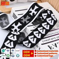 Sangle en polyester jacquard tricoté noir 40MM avec logo personnalisé, vente en gros d'usine, fournisseur de sangles en polyester jacquard tricoté