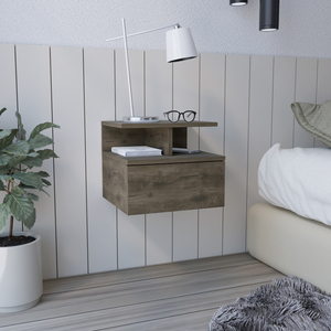 Adele <b>Floating</b> Nightstand With Drawer And Open <b>Shelves</b> For Bedroom Storage - Product Image 1
