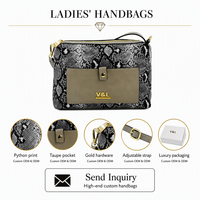 Sac à main bandoulière pour femme, imprimé peau de serpent, style luxueux, avec bandoulière amovible et fermeture éclair supérieure dorée