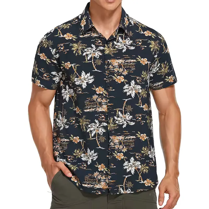 Hawaiian shirts New designs High Quality Custom shirts Men's flowers print mens Shirt