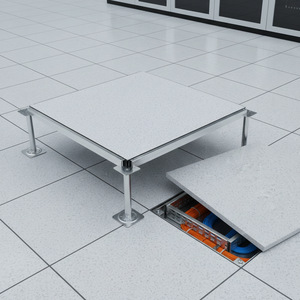 Venta Directa de Fábrica de Piso Elevado Cerámico Antiestático con Diseño de Flores Azules, Resistente al Fuego, que Garantiza la Protección de sus Datos Contra Incendios - Product Image 1