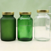 Flacon en verre givré pour vitamines, emballage de pilules et capsules médicales, flacon en verre mat vert givré pour vitamines