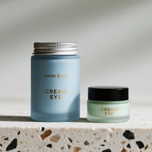 Luxury Custom <b>Empty</b> Frosted Glass Cosmetic <b>Jars</b> 1oz-100ml Range Thick Bottom Skin Care Cream Blue Pink 20ml 30ml 50ml 60ml <b>Jar</b> - Product Image 3