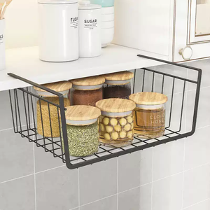 Panier de rangement sous armoire en fil métallique, étagère suspendue sans perçage pour cuisine, placard et garde-manger - Product Image 5