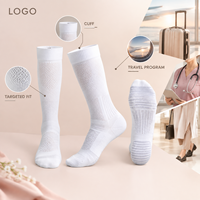 Chaussettes de compression sportives à compression graduée, avec manchette large, bout plat, en maille respirante blanche, certifiées, avec support et ajustement parfait