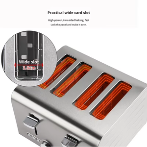 <span class=keywords><strong>Grille</strong></span>-<span class=keywords><strong>pain</strong></span> électrique pratique en acier inoxydable avec fentes larges pour 2/4/6 tranches, 3 boutons de commande et fonction de décongélation à <span class=keywords><strong>une</strong></span> touche - Product Image 4