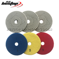 D100mm granit humide diamant tampons de polissage 3 étapes crochet boucle 4in diamètre extérieur personnalisable OEM pierre meulage tampons de polissage