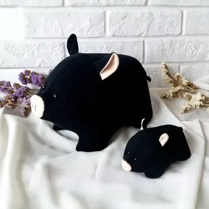 Wholesale fashion cute soft stuffed animal black wild boar doll piglet plush pig toy