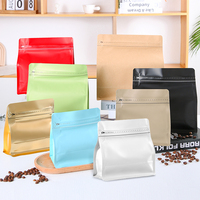 Pochette à café réutilisable Lebei, type stand, fond plat en plastique pour l'emballage de grains et de poudre de café avec valve à fermeture éclair