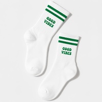 Chaussettes personnalisées en jacquard avec logo, respirantes, en gros, rayées, tricotées, colorées, chaussettes mi-hautes