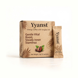 กาแฟสำเร็จรูปผสมรากตองกัตอาลี 10 กรัม*10 ซอง บรรจุในกล่องกระดาษลายใบปาล์ม รับผลิตแบบ OEM ฉลากส่วนตัว บรรจุภัณฑ์กล่องใหญ่ - Product Image 1