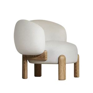 Poltrona Ispirata al Mid-Century con Velluto Morbido <span class=keywords><strong>e</strong></span> Gambe in Legno Massello Spesso - Product Image 2