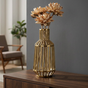 AK Braas Luxury Golden Grill diseño metal hierro florero Mesa ventana centro de mesa - Product Image 1