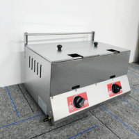 Friteuse à gaz commerciale 2 réservoirs 2 paniers friteuse industrielle nouveau modèle friteuse friteuse 12L frites de pommes de terre