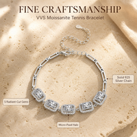 Bracelet en argent 925 plaqué or, style européen/américain, ultra-brillant, haut de gamme, avec moissanite taille radiant, pour femme, tendance