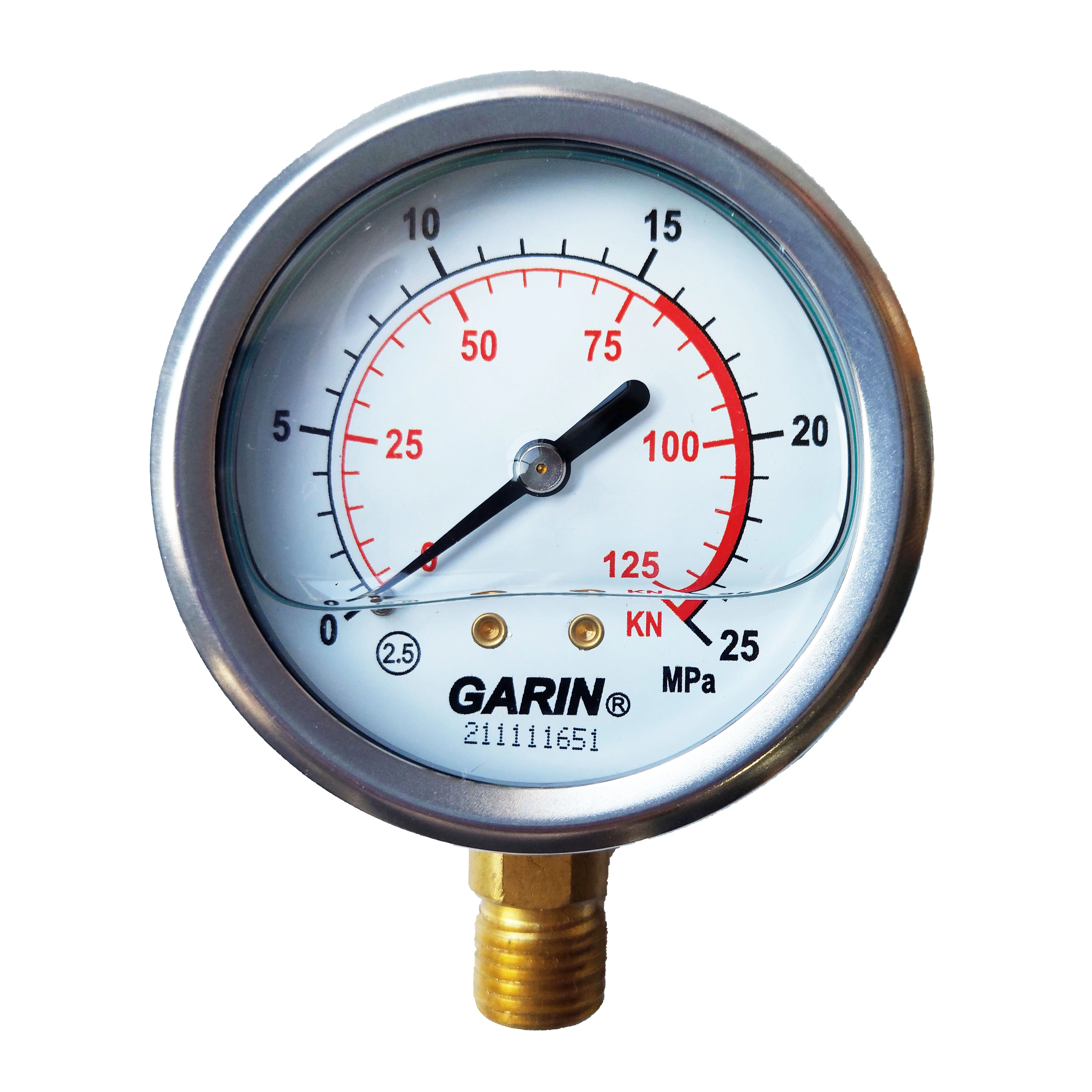 60MM 25KG High Pressure Bottom Connection Oil Fiquid Filled Hydraulic Pressure Gauges Manometer