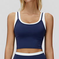 Nieuw tweedelig splitvest met kleurcontrast, naakt gevoel, sportbeha, bovenkleding, hardloop-, yoga- en fitnesstop voor dames
