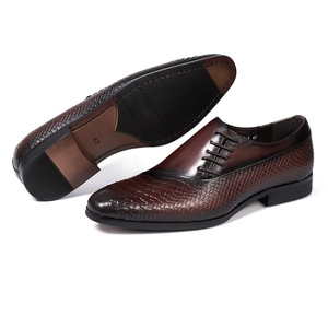 Chaussures habillées en cuir pour hommes avec lacets, chaussures de bureau formelles décontractées, chaussures plates, chaussures Oxford, chaussures de mariage, chaussures à bout pointu - Product Image 5