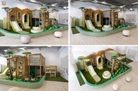 Équipement de terrain de jeu intérieur sur le thème de la forêt personnalisé, maison dans les arbres en bois, piscine à balles avec toboggan, aire de jeux souple pour enfants, parc d'attractions