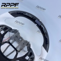 Volant en fibre de carbone noire de qualité supérieure Rppf, cuir lisse blanc avec LED pour Hyundai Genesis Coupé 2013+