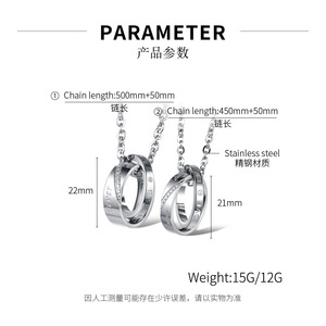 18K PVD Gold Stainless Steel Couple <b>Ring</b> Pendant <b>Necklaces</b> | Matching His and Hers Circle Charm <b>Necklace</b> Set for Lovers - Product Image 5