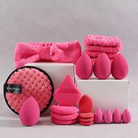 Lot de 20 éponges de maquillage triangulaires en microfibre corail avec bandeau et nœud, ensemble cadeau très populaire