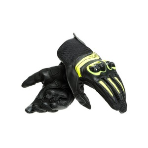 Guantes de Cuero Unisex Dainese MIG 3, Negros con Amarillo Fluorescente, Talla L, Guantes de Verano para Motociclismo - Product Image 1