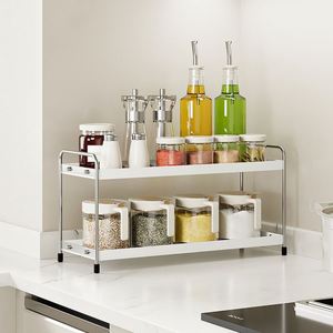 Étagère à épices multifonctionnelle à double couche en métal épaissi pour comptoir, bouilloire pour cuisine, salle de bain et salon - Product Image 1
