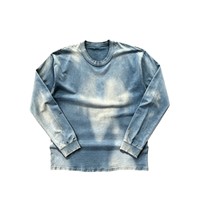 T-shirt à manches longues en coton 300 g/m² de qualité supérieure, coupe ample, personnalisable, effet délavé, modèle vierge