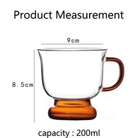 Taza de Café Infantil de Vidrio Borosilicato Resistente al Calor de 200 ml, Hecha a Mano, con Asa de Color y Base Gruesa para Espresso y Latte, en Oferta